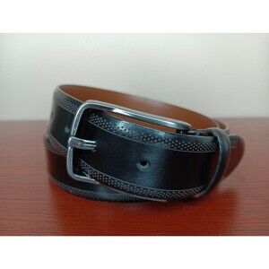 Johnston & Murphy Leather Belt Size 32 Black Made In Italy EUC